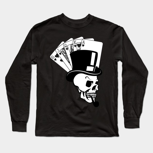 Poker Card Game Skat Poker Night Skull Pipe Check Cards Long Sleeve T-Shirt by SpruchBastler